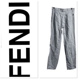 Fendi Designer Cotton Straight Leg Vintage Pants Made In Italy Sz 44 US 12 Women